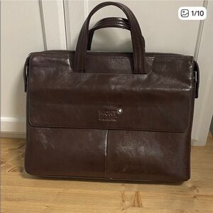 Mont Blanc Dark Brown Leather Briefcase
